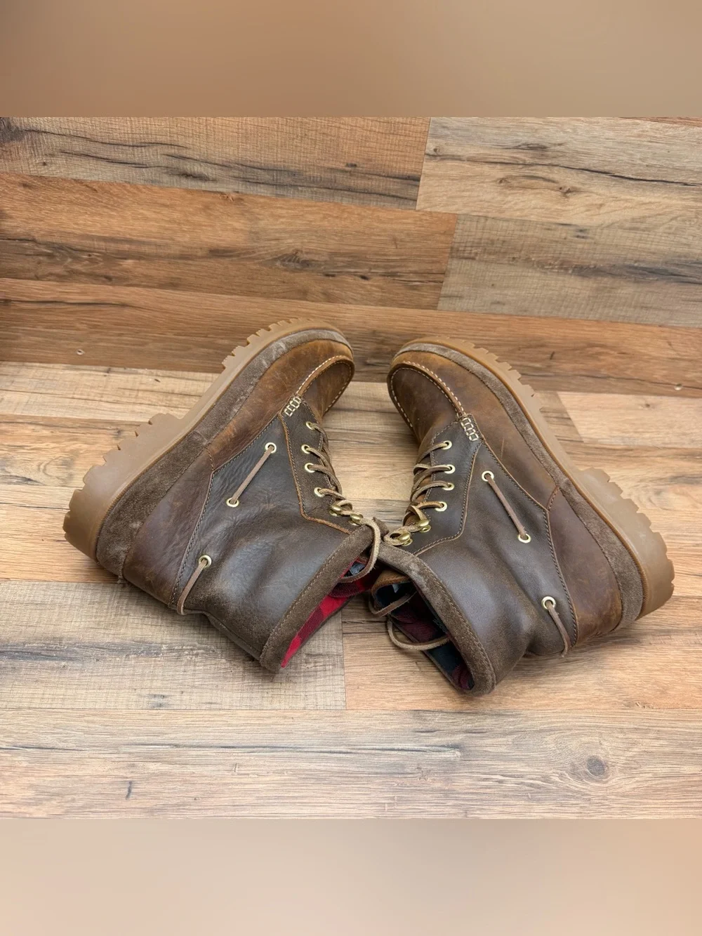 Sperry AO Lug Boots Leather Men size 11.5 Brown Waterproof chelsea ankle work 6